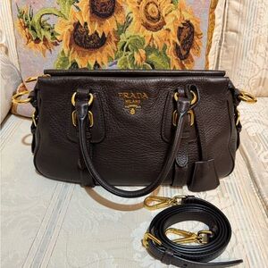 Prada Brown Shoulder Bag with Gold Hardware